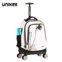 uniker lever bag female junior high school student male ins Wind backpack universal wheel large capacity suitcase