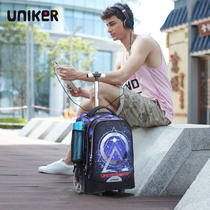 uniker trolley school bag large wheel climbing floor suitcase Female middle and high school students Male large capacity travel bag