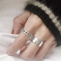 Korean minimalist vintage old 925 sterling silver silver craft chain twist ring ring ring ring