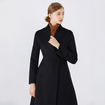 Double-sided cashmere coat womens waist long 2021 autumn and winter new knee slim body slim big wool jacket