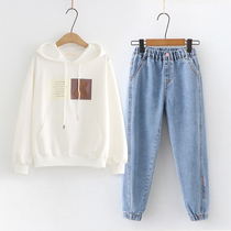 Girl Clothing Trendy Suit Foreign Air 2022 New Big Child Clothing Sport Two Sets Casual Children Spring Clothing 13 years old