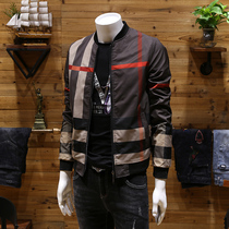 Mens jacket 2021 Spring and Autumn New slim handsome classic plaid trend big size striped baseball suit coat men