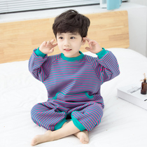 Childrens one-piece pajamas spring and autumn pure cotton 2021 new boys  one-piece clothes wear anti-kick baby home clothes winter