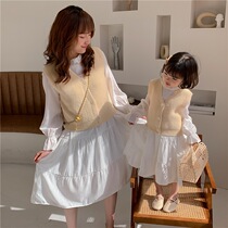 Fried Street pro-dress 2022 spring and autumn Marchia long sleeve white dress Two suit foreign gas mother woman dress shirt dress