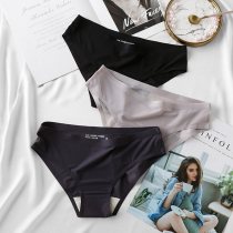 3-piece Thin Ice Silk womens underwear low waist without trace one piece of cotton crotch bag hip simple large size womens trousers