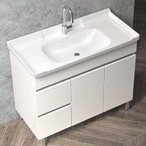  Ceramic balcony Floor-to-ceiling laundry cabinet Laundry pool Solid wood bathroom cabinet Hand washing washbasin combination cabinet with washboard