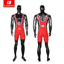 Kangrui conjoined wrestling uniforms men and women freestyle competition training wrestling clothing spandex high-play Red and Blue