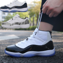 jax aj11 kangbuckle High basketball shoes Joe 11 mens shoes blue snake sports black and white starry female low White Snake