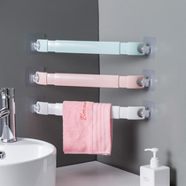 Retractable hanging towel rack Rotating single rod punch-free bathroom bath towel rack Towel rod rag rack Suction cup type