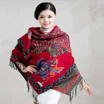 Big square scarf thick female autumn and winter National retro cashmere biface warm wool square shawl
