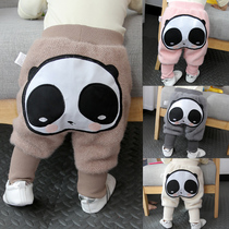Baby plus velvet padded pants for men and women baby autumn and winter clothes children foreign-language Harlan trousers to wear warm big pp Leisure