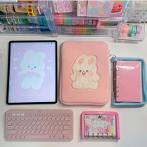 una Korea ins blogger rayeon with embroidery bow cute rabbit iPad laptop storage bag