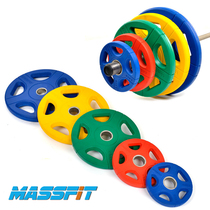 Five-hole color coated large hole barbell piece Olympic piece massfit Masi hand grip barbell piece household dumbbell piece
