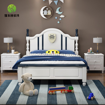 Childrens bed boy solid wood bed 1 5 m American Mediterranean bed bedroom bed 1 2 M girl princess bed multifunctional