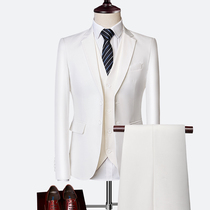 Suit Set Mens Three Pieces Handsome Slim Professional Business Dress Best Man Suit Bridegroom Wedding Dress