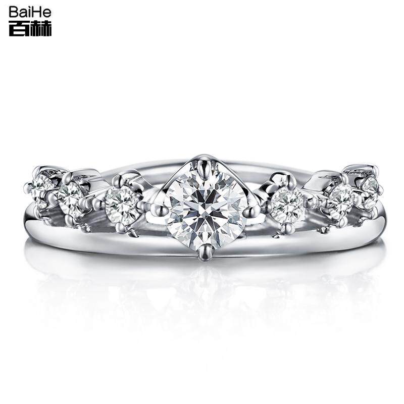 18K Golden Princess crown row diamond ring beautiful proposal marriage engagement diamond ring female diamond ring can be customized
