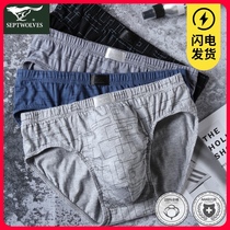 Seven Wolves Mens Underpants Cotton breifs Boys Bottom Size Cotton Breathable Shorts Trend Pants
