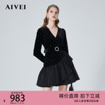 AIVEI congratulates Ivy 2022 autumn new hot diamond velvet fishtail dress P016S083
