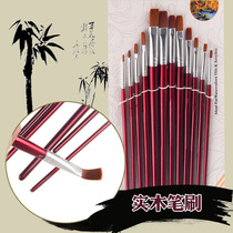12 brushes for children hand DIY with watercolor painting brush log nylon brush not easy to split