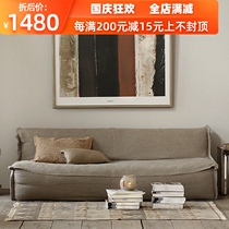 Nordic Japanese down fabric sofa study lazy simple small apartment double three-person technology cloth homestay