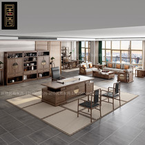 New Chinese solid wood desk boss table minimalist modern office high-end large class desk chair combination