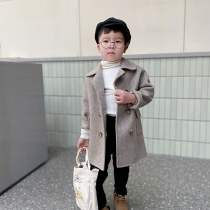 Boys bifacial cashmere big coat children what about a baby in the autumn and winter foreign air and a jacket in Yinglun wind