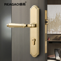 Ruigao American pure copper door lock Indoor bedroom door lock Household universal door handle Golden light luxury double door