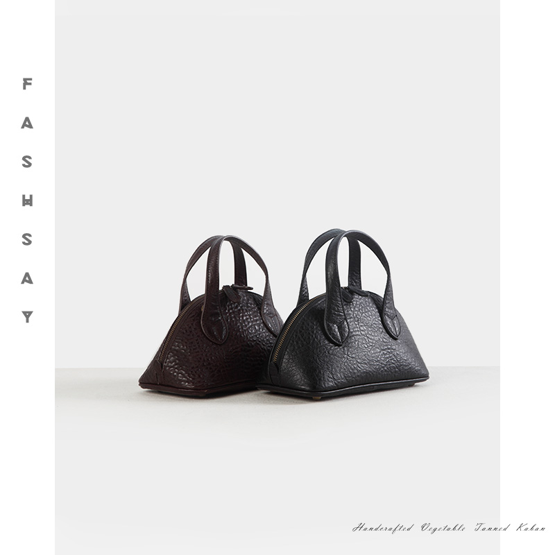 Head leather leather lady's bag pure leather 2019 New Handmade shellfish handbag small handbag with oblique Bag
