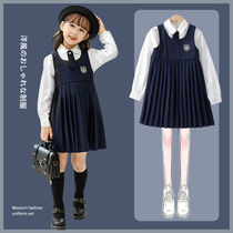 Girl Jk Uniform Dress Spring Autumn Suit Elementary School Kids Spring Dress Dress Children College Wind Skirt Girl Vest Dress