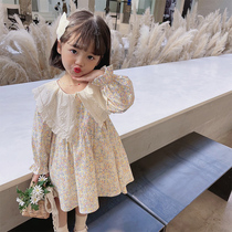  Pure cotton childrens clothing floral dress girls long-sleeved princess dress childrens Western style skirt baby 2021 autumn new style