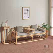 New Chinese style solid wood Luohan bed three-piece set modern simple old elm living room Luohan bed bed small apartment ash wood