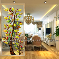 Painted carving art glass boutique TV background wall aisle shoe cabinet partition screen sofa porch happiness tree