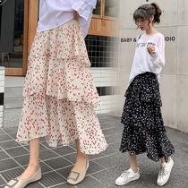  Maternity summer clothes 2021 new fashion printed chiffon belly skirt loose casual summer maternity skirt tide mother