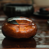 Antai Bridge lacquer Fuzhou traditional lacquer tea tank fish brain gold silk oblate tank