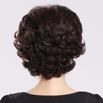 Wig female short hair real hair short curly hair middle-aged full-head wig wig set real hair silk natural and realistic summer