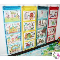 a4 book storage hanging bag book bag Oxford cloth literacy wall chart work display hanging bag kindergarten wall hanging transparent