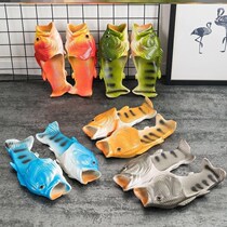 Salted fish slippers funny fish mouth fish shape trend men and women with lobster spoof summer 2021 New Net red creative