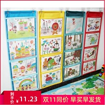 a4 Art transparent bag rating bar kindergarten painting exhibition area Hanging Bag book wall hanging storage