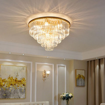 Golden light luxury stairs Living room Bedroom Dining room Round post-modern Nordic crystal aisle Corridor Home lighting