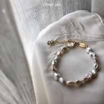 Douxair Original handmade Baroque Pearl 14K Bag gold bracelet Rare cold gray polarized vintage custom hand string