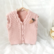 Girl sweater waistcoat waistcoat for baby boy baby boy spring autumn outside wearing thin knitted small vest fur line clothing foreign air