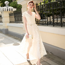 Evening dress womens new white polka dot mesh banquet date dress skirt long socialite sexy temperament dress