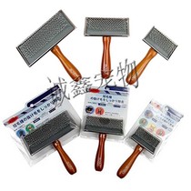 Pet beauty needle comb pooch comb wood handle steel comb with massage round head large and medium size