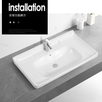 Ceramic washbasin semi-embedded washbasin small apartment bathroom cabinet wash basin integrated washbasin single Basin