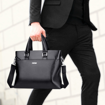 Seven Wolves Mens Handbag Genuine Leather Upscale Fashion Briefcase Men Business Casual Single Shoulder Sloped Satchel Leather