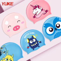 Childrens cartoon silicone swimming cap Men and women children children baby sunscreen cute waterproof head protection ear protection swimming hat