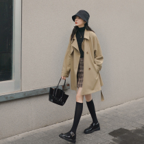 Card its Color Winding Girl Little Subspring Autumn New Korean version Loose College Wind long collection Cashew Pop Great Clothes Tide