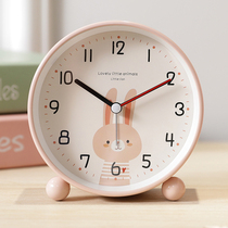 Placing alarm clock childrens clock girl on desktop cute silent cartoon elementary school students with rising artifacts
