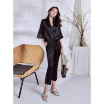 AS JAPAN BRIGHT SILK TRIACETATE DESIGN SENSE OPEN FORK HIGH WAISTED PANTS STRIPED SATIN WESTERN PANTS WOMAN DISPLAY SLIM AND THIN PAIR OF LEGGINGS
