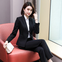 High-end professional dress womens suit temperament goddess Fan fashion interview suit black overalls college students
